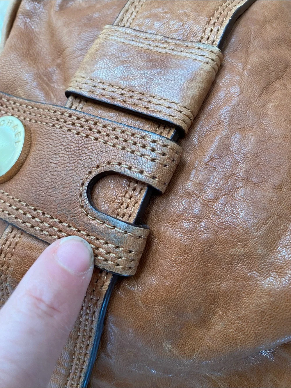 Michael Kors Brown Leather Hand Bag with Gold Hardware